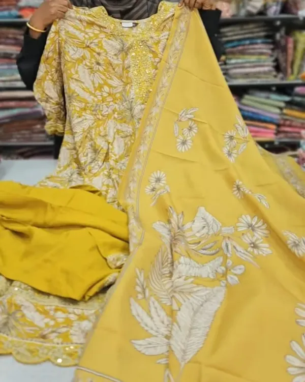 Premium Rayon Anarkali Top Bottom Dupatta Set | TS2042